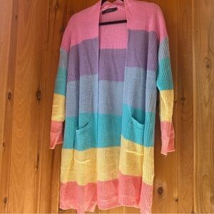 Colorful Striped Cardigan Women’s Rainbow Teacher
